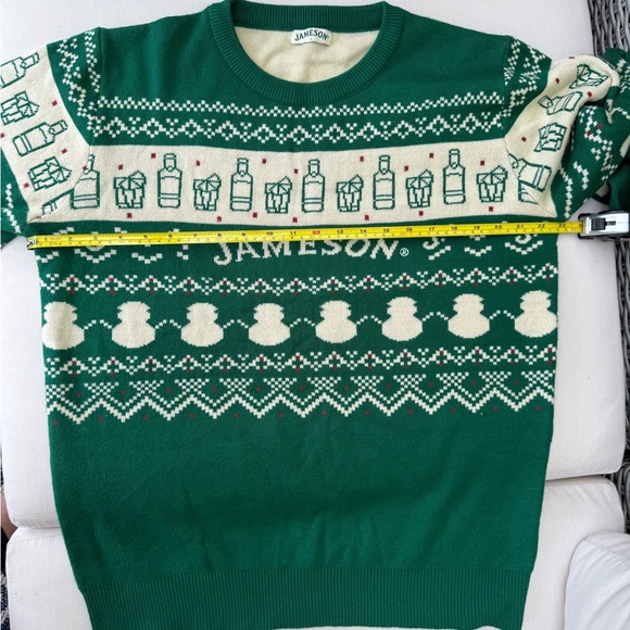 Jameson Festive Holiday Crew Neck Green Fair Isle Christmas Jumper Sweater L - Picture 7 of 9